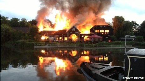 Fire at Hartford Mill pub in Hartford, Huntingdon