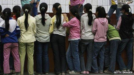 File photo: 'Left-behind' school children in Chongqing, China, 26 May 2006