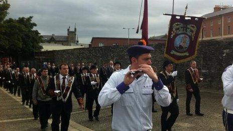 The Apprentice Boys marching on Londonderry's historic walls