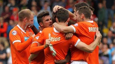 Blackpool celebrate own goal