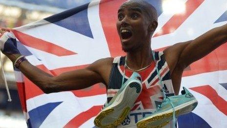 Mo Farah after winning 10,000m gold