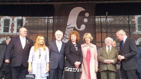 Michael D Higgins and Martin McGuinness along with fleadh organisers