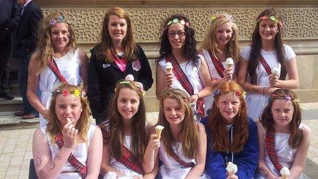 girls enjoying their ice cream