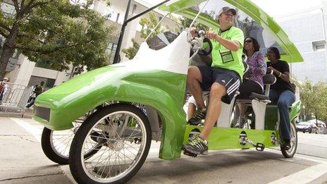 A pedal bus used in North Carolina in the USA