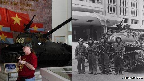 Tank 834 in museum and outside the Presidential Palace in Saigon