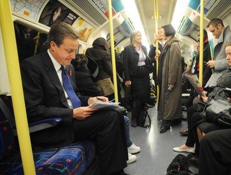 David Cameron on the tube