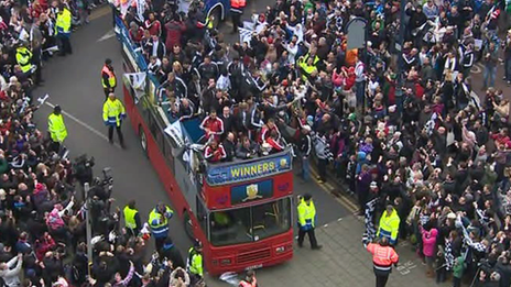 Swansea City's open-top bus parade