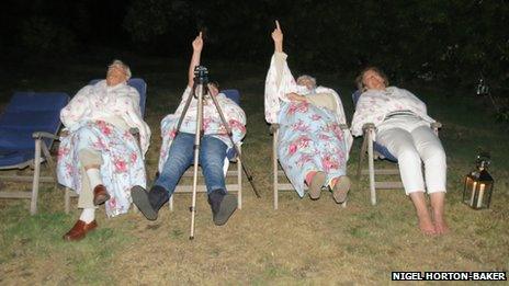 Residents of Ripley, Surrey camp out to observe at the meteor