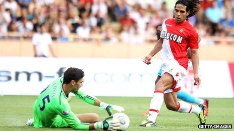 Monaco's summer signing Falcao in action against Tottenham Hotspur