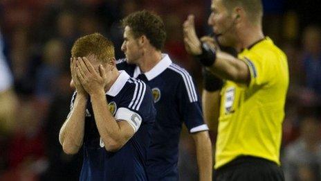 Scotland's Fraser Fyvie shows his disappointment