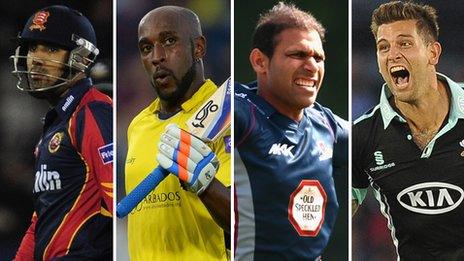 Ravi Bopara, Michael Carberry, Azharullah and Jade Dernbach