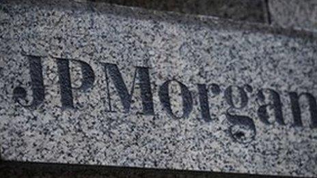 JP Morgan company name in granite