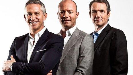 Gary Lineker (left), Alan Shearer (Centre), and Alan Hansen