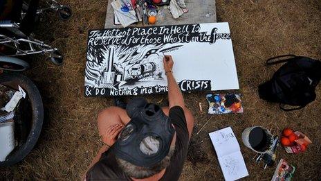 Campaigner at the Reclaim the Power camp