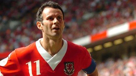 Ryan Giggs in Wales action