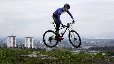 Glasgow 2014 Team Scotland hopeful mountain biker Rab Wardell at the official opening of the Cathkin Braes Mountain Bike Trails