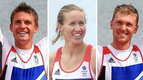 Pete Reed, Helen Glover and Alex Gregory