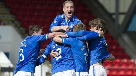 St Johnstone players celebrating