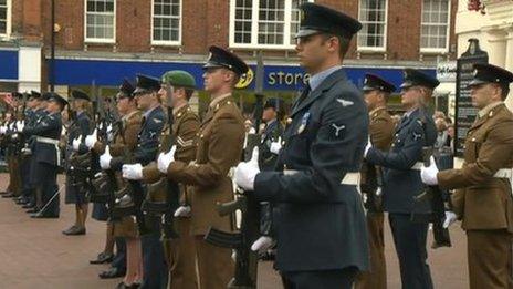 RAF servicemen and women parade through Huntingdon