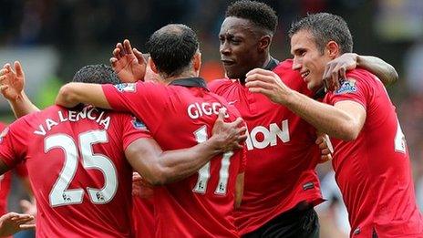 Manchester United players celebrate