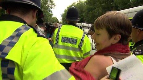 Caroline Lucas is arrested at Balcombe