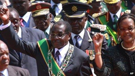 Robert Mugabe and his wife Grace - 12 August 2013