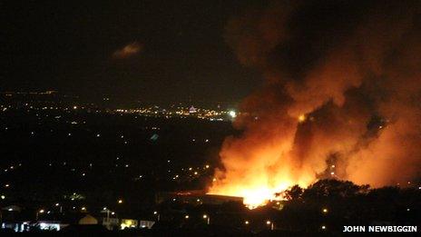 Fire at a recycling plant in Bredbury