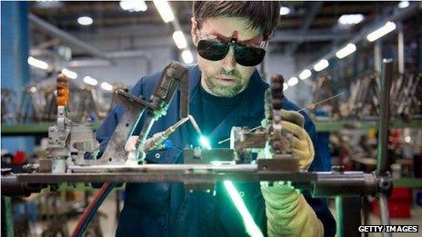 Worker on the production line of the Brompton bicycle company