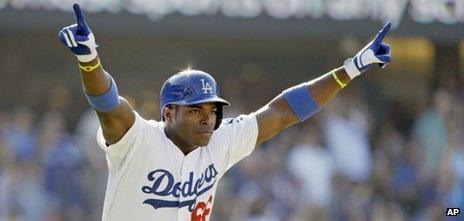 Los Angeles Dodgers Yasiel Puig in Los Angeles, July 28