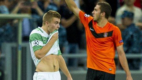 Shakhter Karagandy celebrate against Celtic