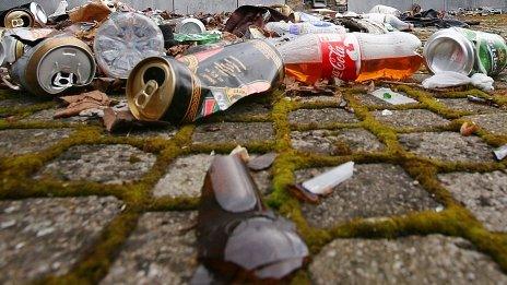 Discarded litter on a pavement