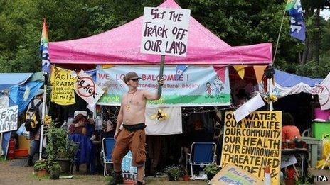 Entrance to the Cuadrilla exploratory drilling site in Balcombe, West Sussex, on Tuesday 20 August