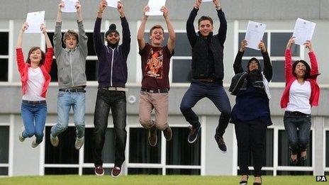 Students celebrating their results