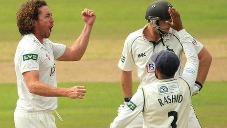 Ryan Sidebottom celebrates