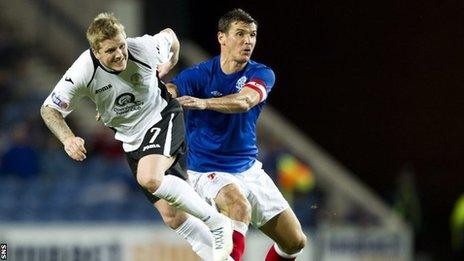 Queen of the South's Willie Gibson and Rangers' Lee McCulloch