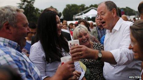 Peer Steinbrueck campaigning in Germany