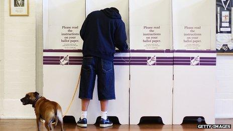 Voters go to the polls to vote for their new government on Federal Election day at Bondi Surf Bathers Life Saving Club on 21 August 2010 in Sydney, Australia