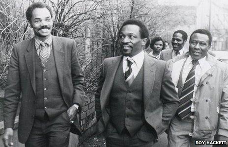 Prince Brown (left), Roy Hackett (right) and other campaigners in Bristol