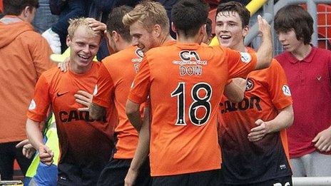 Dundee United players celebrating