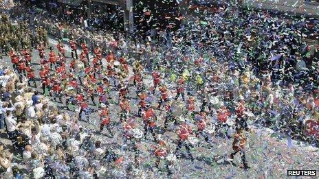 A parade on Armed Forces Day