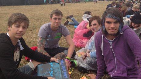 Fans queue for the signing tent at Reading Festival