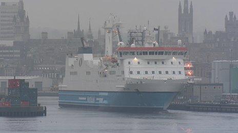 A ferry ship came into Aberdeen carrying three of the four dead