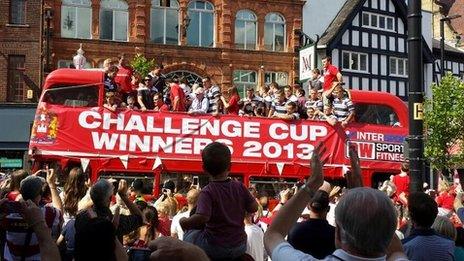 Wigan Warriors' open top bus parade