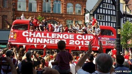 Wigan Warriors' open top bus parade