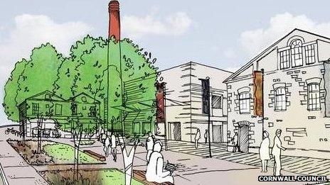 Artist's impression, Redruth Brewery site