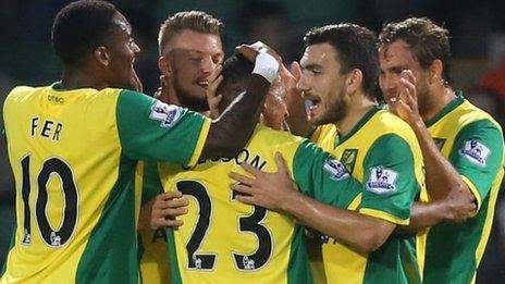 Norwich players celebrate