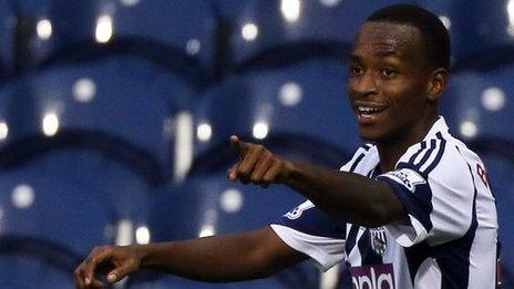 Saido Berahino celebrates at the Hawthorns