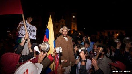 Demonstrators gather in the town of Sogamoso on 26 August 2013