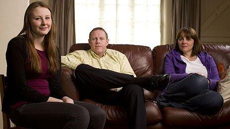 Daisy Merriman with her parents Claire and David