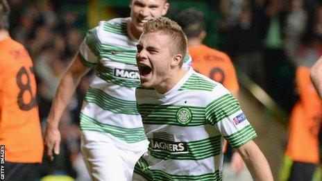 James Forrest celebates his goal